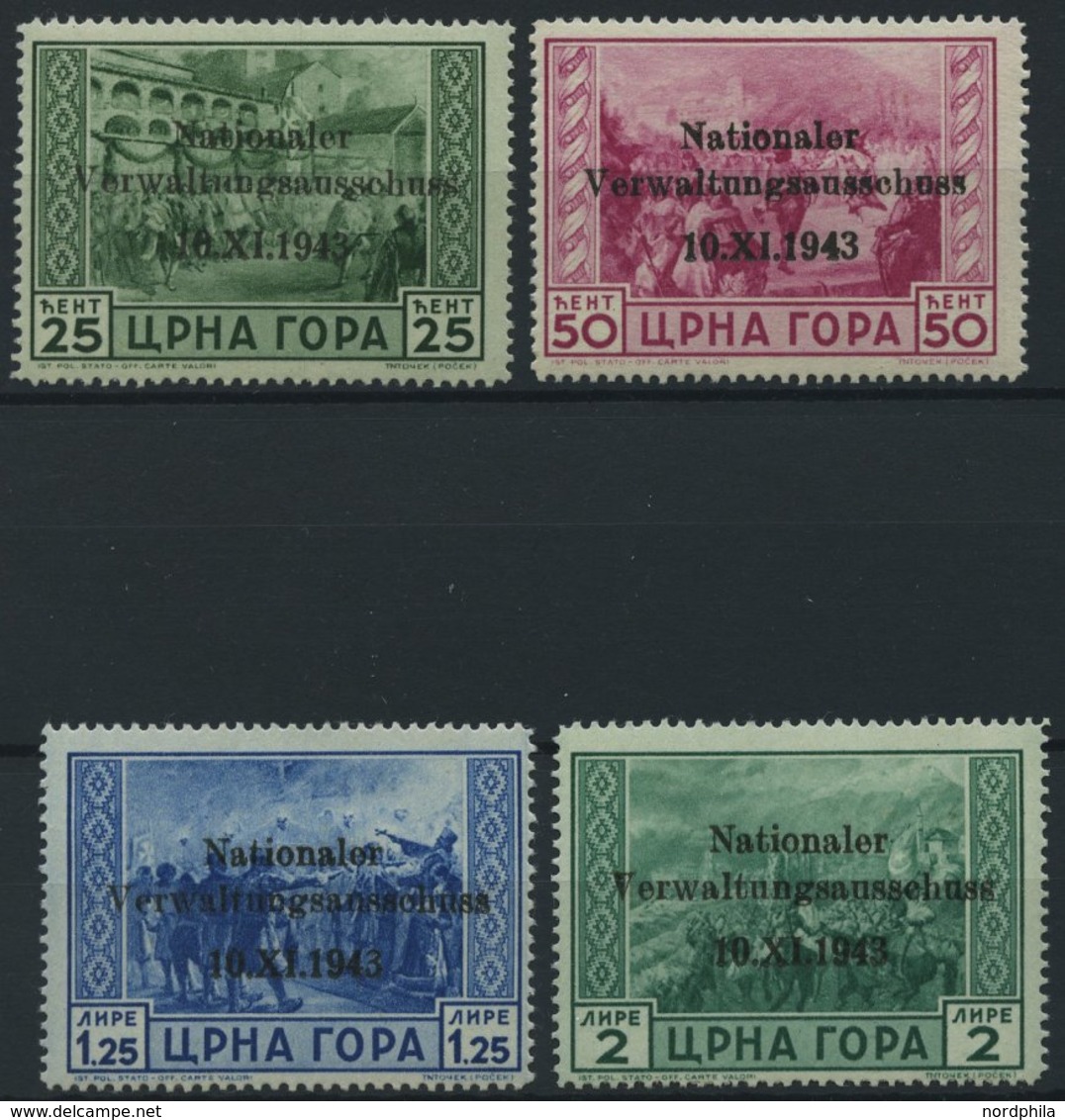 MONTENEGRO 10-13 **, 1943, 25 C. - 2 L. Nationaler Verwaltungsausschuss, 4 Prachtwerte, Mi. 240.- - Bezetting 1938-45