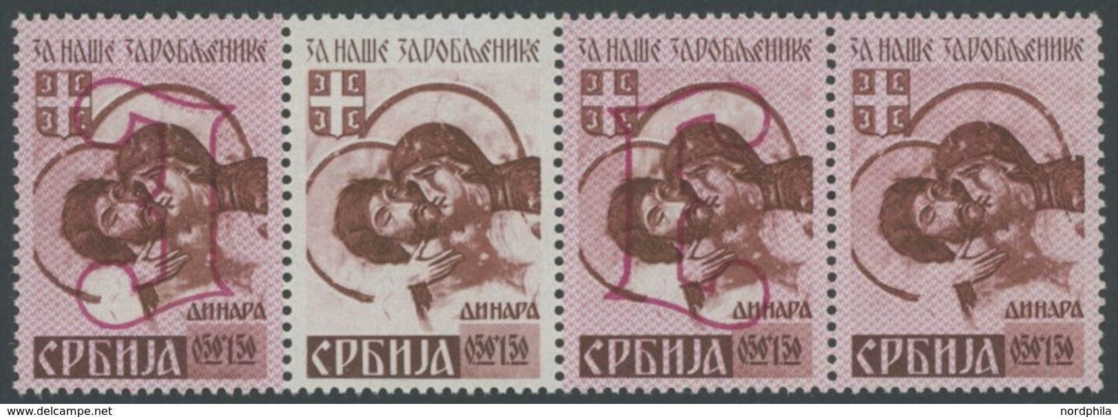 SERBIEN 54AIII,IV **, 1941, 0.50 D. Kriegsgefangene In Viererkombination Mit Nr. 54II Und AI, Postfrisch, Pracht - Bezetting 1938-45