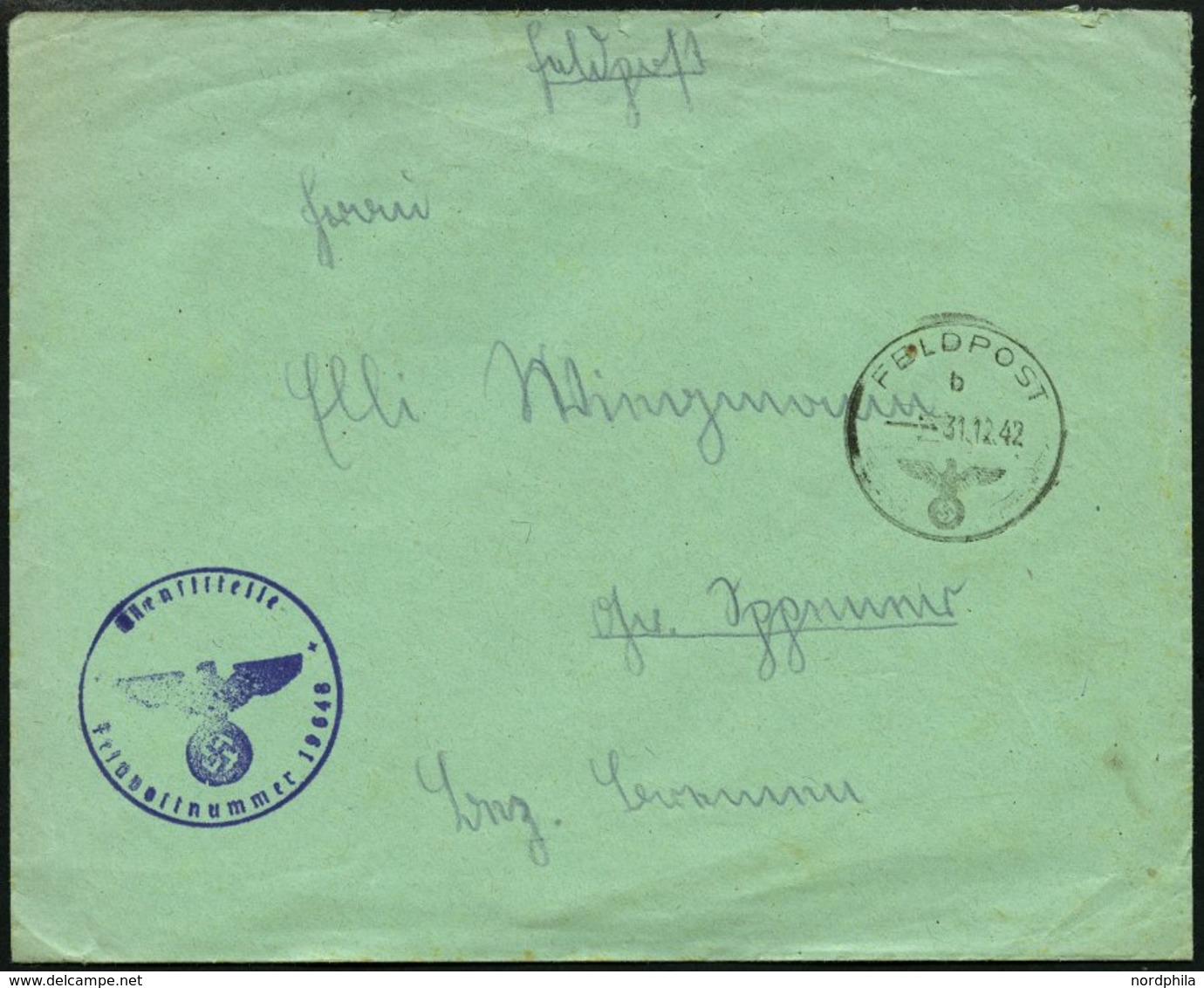 FELDPOST II. WK BELEGE 31.12.1942, Feldpostbrief Aus Afrika Mit Inhalt, Briefstempel Der Feldpostnummer 19648, Pracht - Bezetting 1938-45