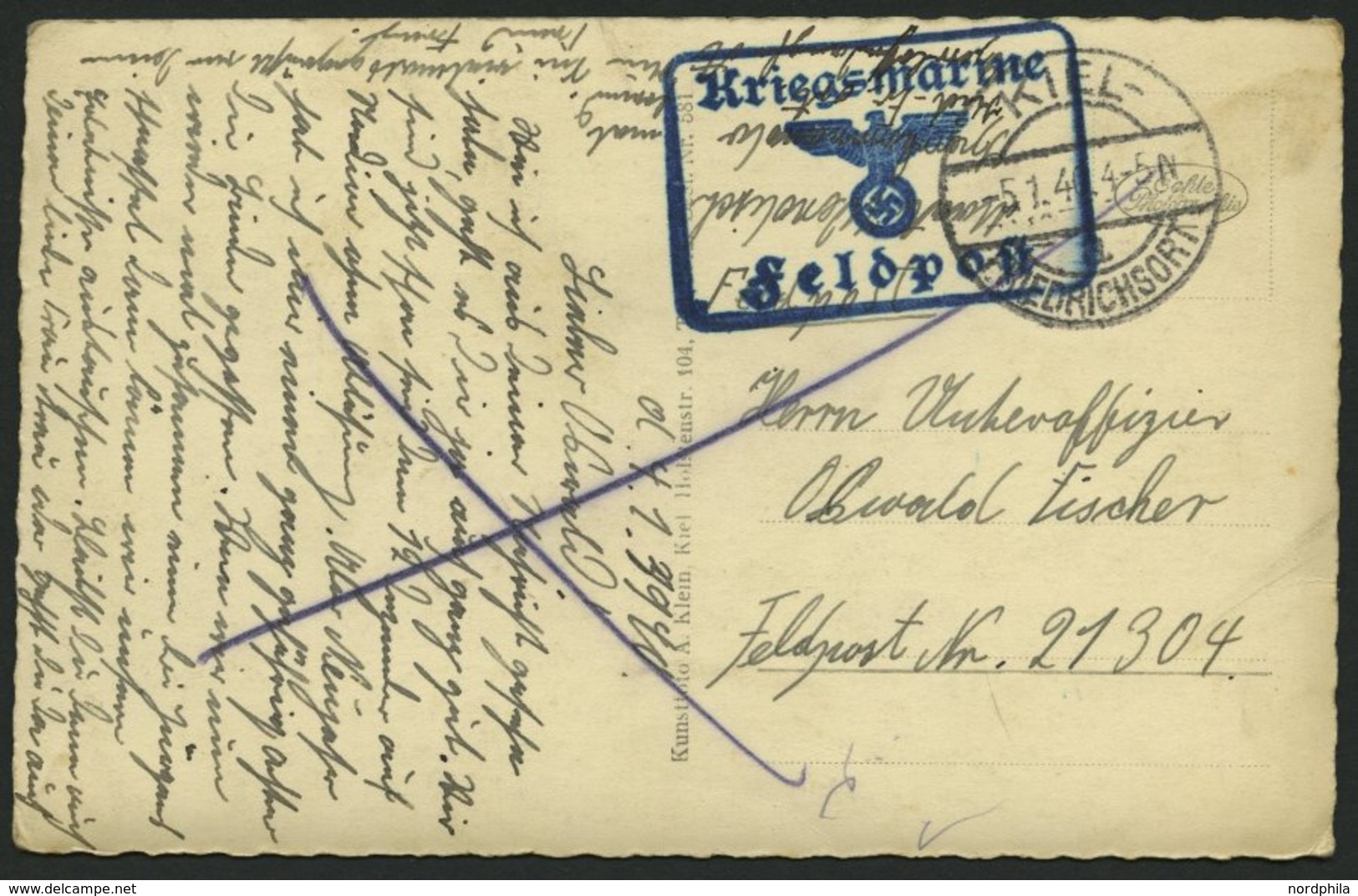 FELDPOST II. WK BELEGE 1940-45, 17 Feldpostbelege Mit Verschiedenen Briefstempeln Aus KIEL, Dabei Segelschulschiff Gorch - Bezetting 1938-45