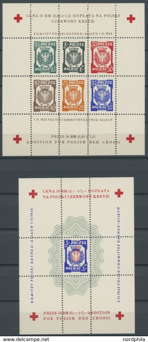 LAGERPOST II.WK (*), 1945, Polnische Lagerpost Dachau - Allach, 2 Verschiedene Rotes-Kreuz Blocks, Wie Verausgabt Ohne G - Bezetting 1938-45