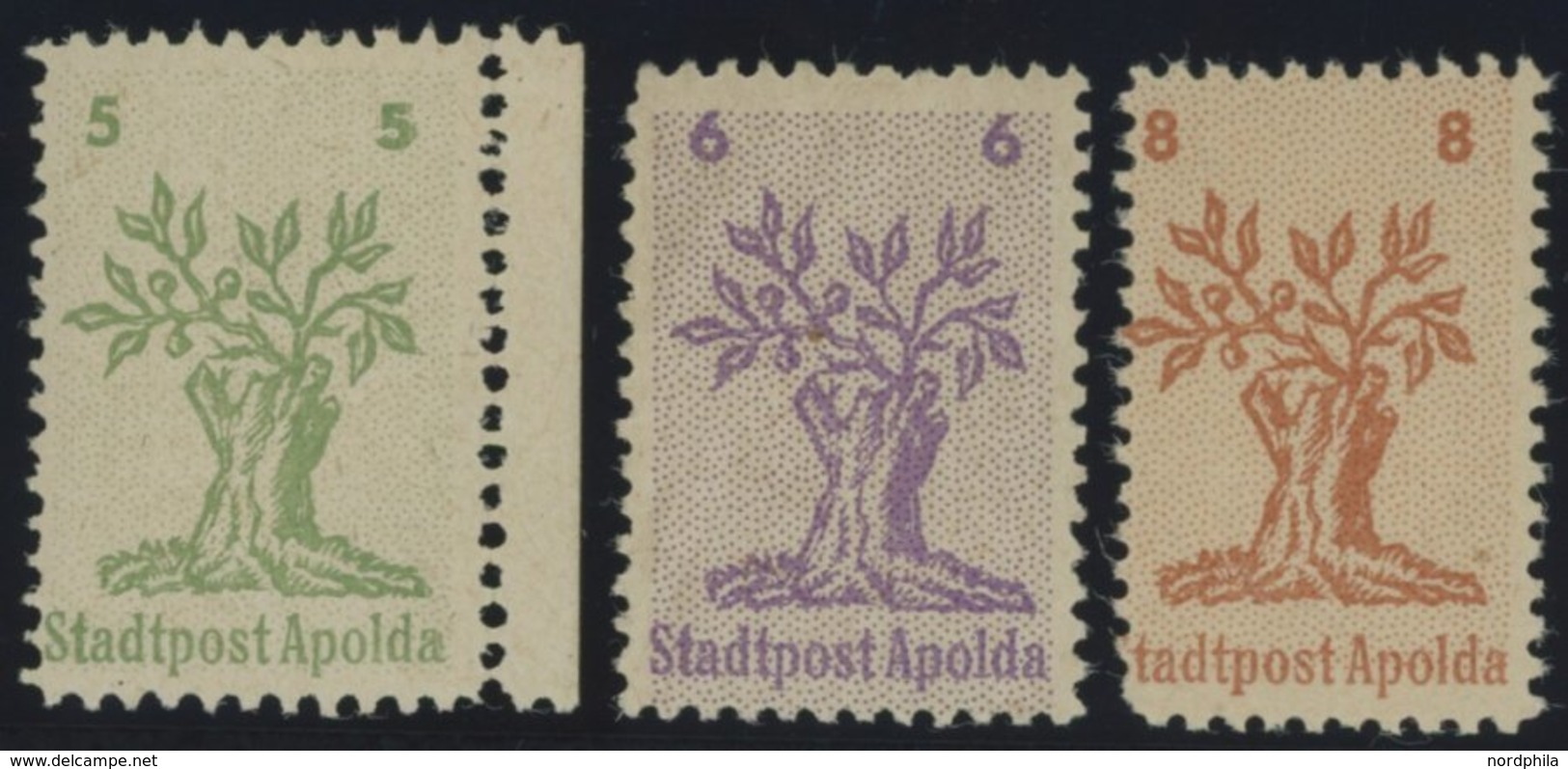 APOLDA 1-3 **, 1945, Baumstumpf, Postfrischer Prachtsatz, Mi. 130.- - Altri & Non Classificati