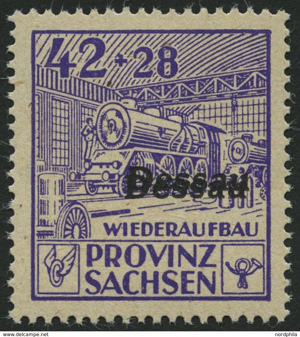 DESSAU IIIADD **, 1946, 42 Pf. Wiederaufbau, Gezähnt, Mit Doppeltem Aufdruck, Pracht, Gepr. Zierer - Andere & Zonder Classificatie