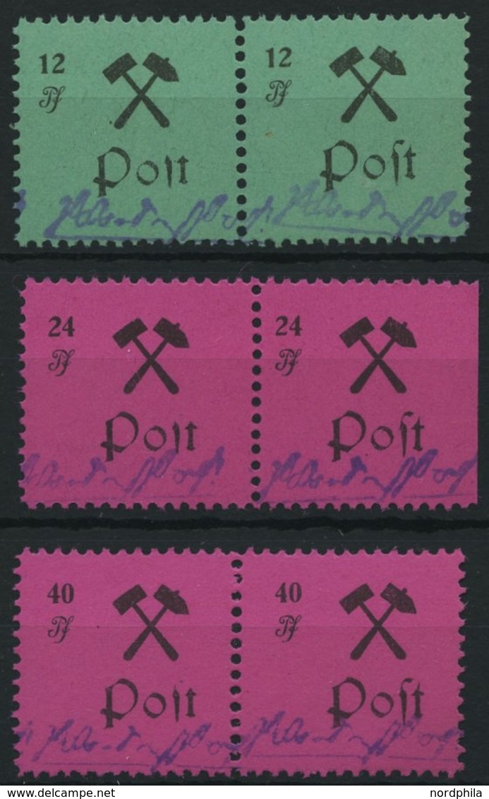 GROSSRÄSCHEN 25-27IPFII **, 1945, 12 - 40 Pf., Type I, Je Mit Plattenfehler S Ohne Kopf (Feld 7), In Waagerechten Paaren - Correos Privados & Locales