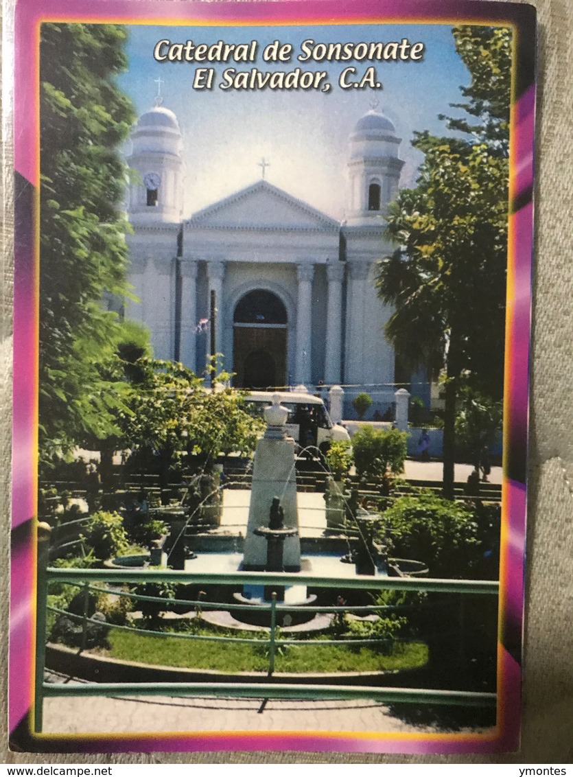 Circulated Postcard El Salvador 2012 Church  , ( Archeology Stamps ) - El Salvador