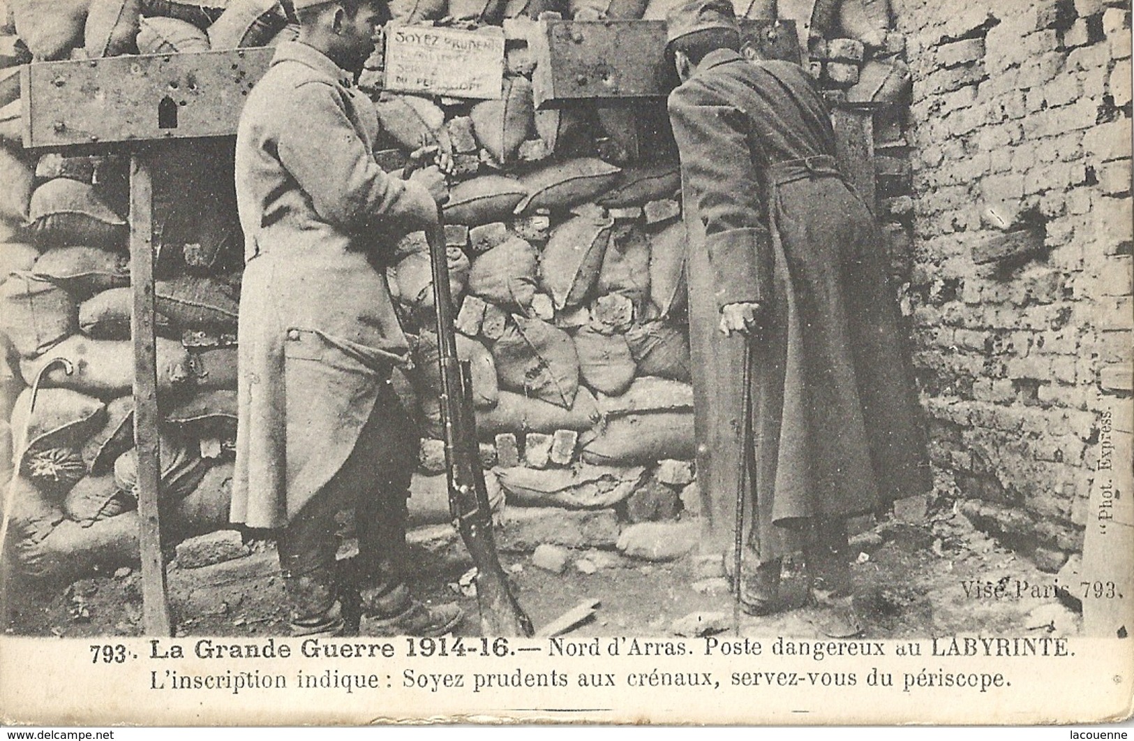 T 6166 NORD D ARRAS POSTE DANGEREUX AU LABYRINTE - Guerre 1914-18