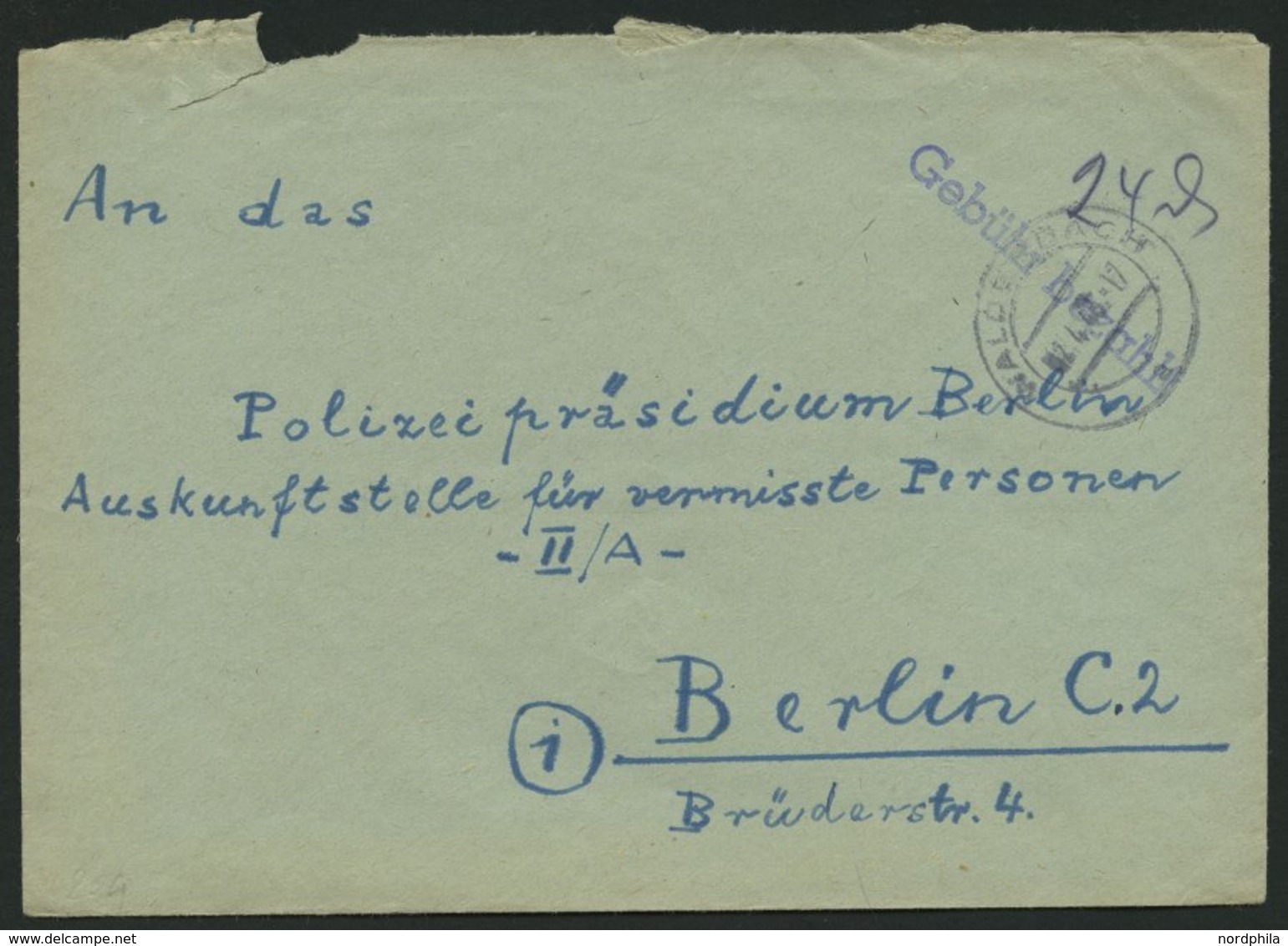 ALL. BES. GEBÜHR BEZAHLT WALDERBACH, 2.4.46, Violetter L1 Gebühr Bezahlt, Brief Feinst - Andere & Zonder Classificatie