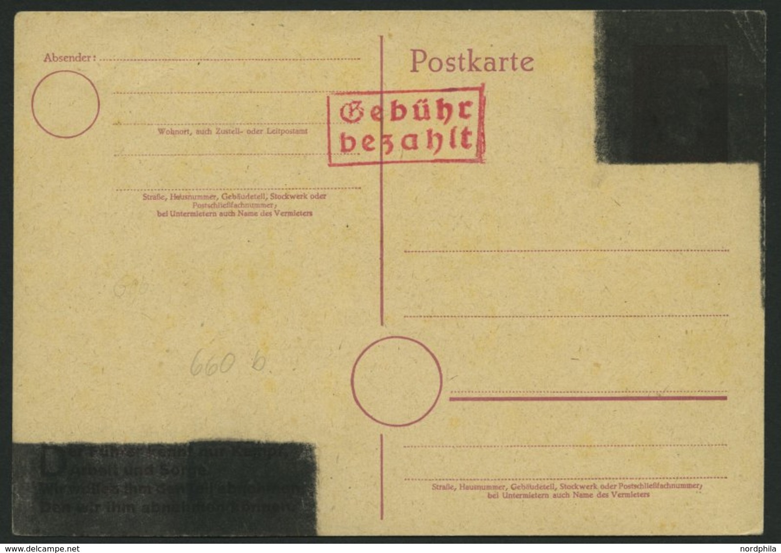 ALL. BES. NOTAUSGABEN P A10 BRIEF, WESERMÜNDE, 6 Auf 6 Pf. Purpur Auf überdruckter P 314II, Ungebraucht, Feinst - Andere & Zonder Classificatie