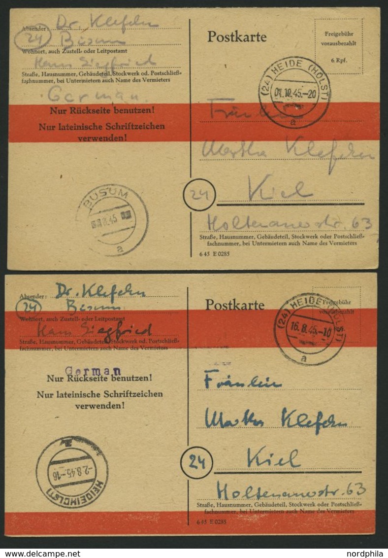 ALL. BES. AUFBRAUCHAUSGABEN P 764II,III BRIEF, 1945, 6 Pf. Schwarz Auf Hellsämisch, Mit Einem Und Zwei Streifen, Stempel - Otros & Sin Clasificación