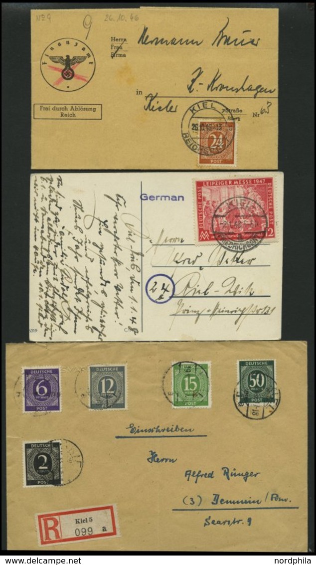 ALLIIERTE BES. 1945-49, Partie Von 85 Belegen Aus KIEL, Dabei Auch Ganzsachen, Sonderstempel Und Einige Besonderheiten,  - Other & Unclassified