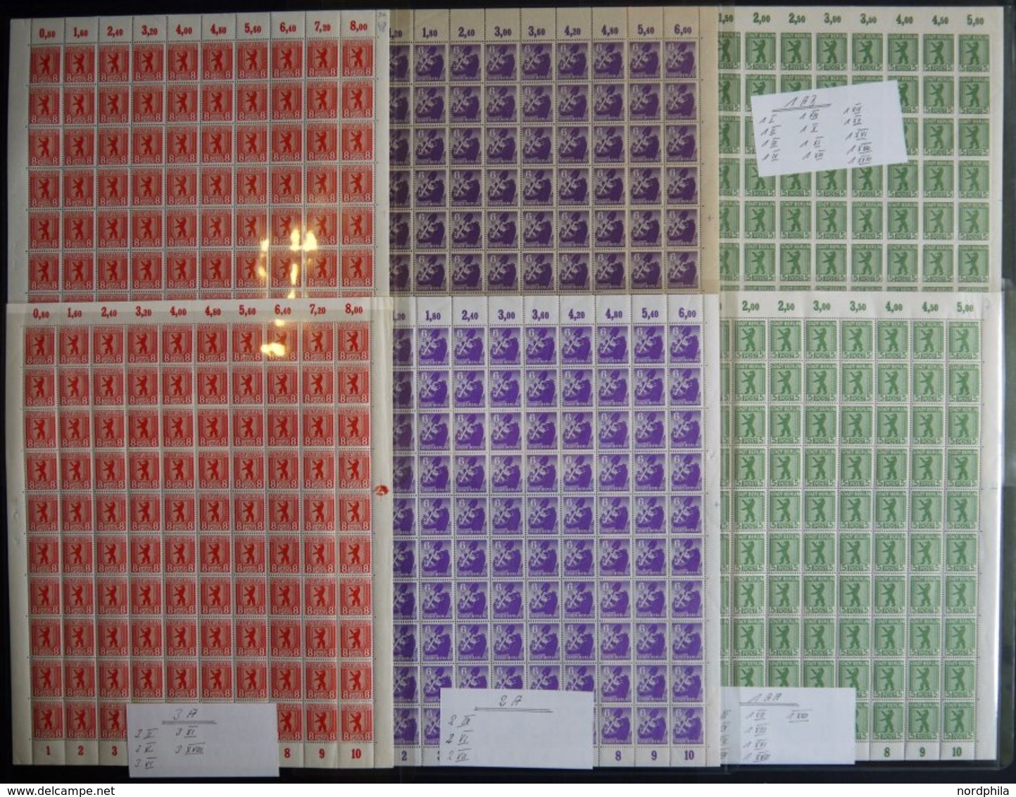 BERLIN UND BRANDENBURG 1-7A **, 1945, Berliner Bär, Gezähnt, Im Bogensatz (mit Nr. 1AA Und 1AB, Nr. 2 Und 3 Je 2x) Mit V - Other & Unclassified