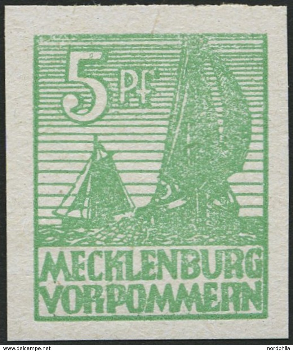 MECKLENBURG-VORPOMMERN 32xb **, 1946, 5 Pf. Mittelgrün, Kreidepapier, Pracht, Gepr. Kramp, Mi. 240.- - Other & Unclassified
