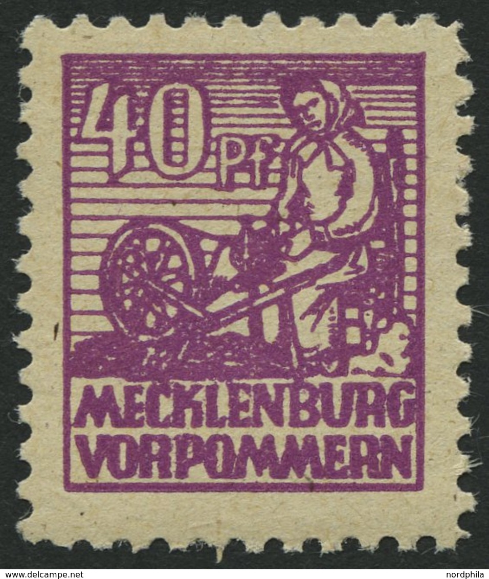 MECKLENBURG-VORPOMMERN 40yb **, 1946, 40 Pf. Violettpurpur, Pracht, Gepr. Kramp, Mi. 100.- - Other & Unclassified