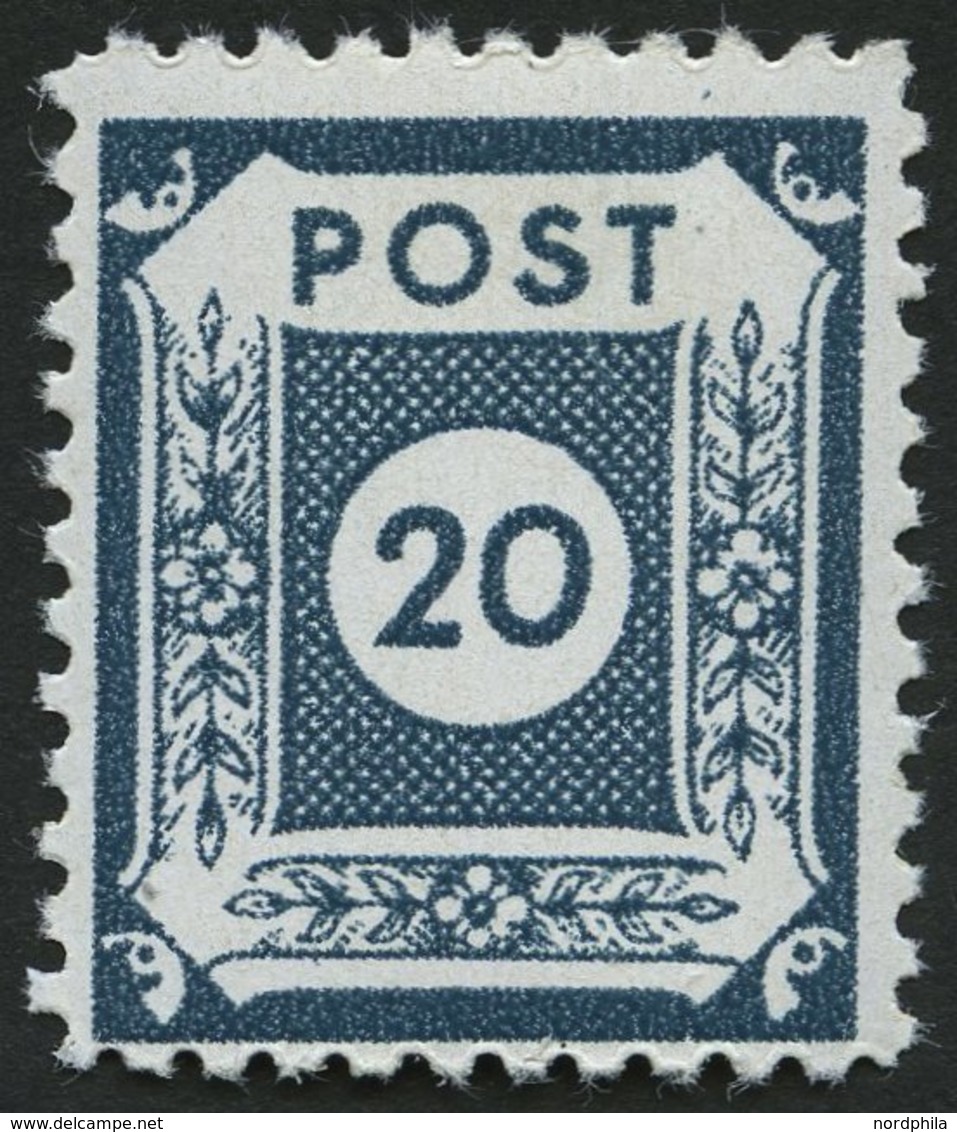 OST-SACHSEN 48cF **, 1945, 20 Pf. Schwärzlichblaugrau Klotzsche, Gezähnt L 10 3/4, Pracht, Mi. 250.- - Otros & Sin Clasificación