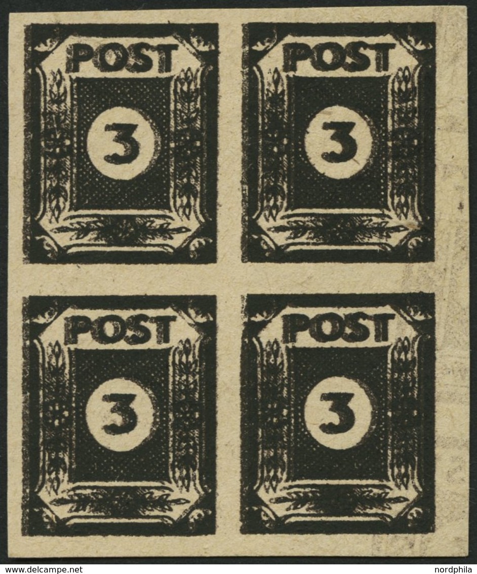 OST-SACHSEN 51cuyDD VB **, 1945, 3 Pf. Doppeldruck (schwarz Auf Schwarzbraun), Steigende Papierstreifung, Spargummierung - Altri & Non Classificati