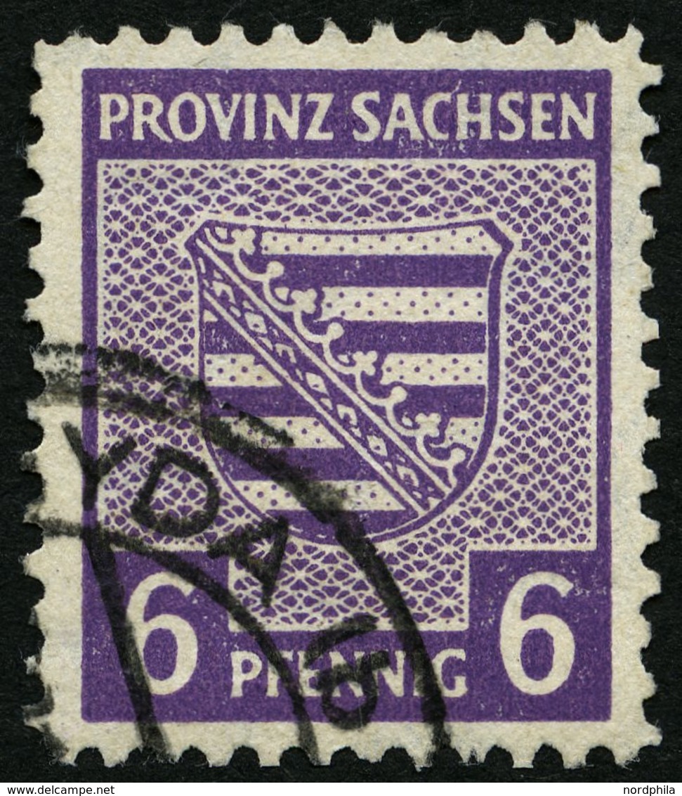 PROVINZ SACHSEN 69XAa O, 1945, 6 Pf. Grauviolett, Vierseitig Gezähnt, Pracht, Gepr. Schulz, Mi. 100.- - Andere & Zonder Classificatie