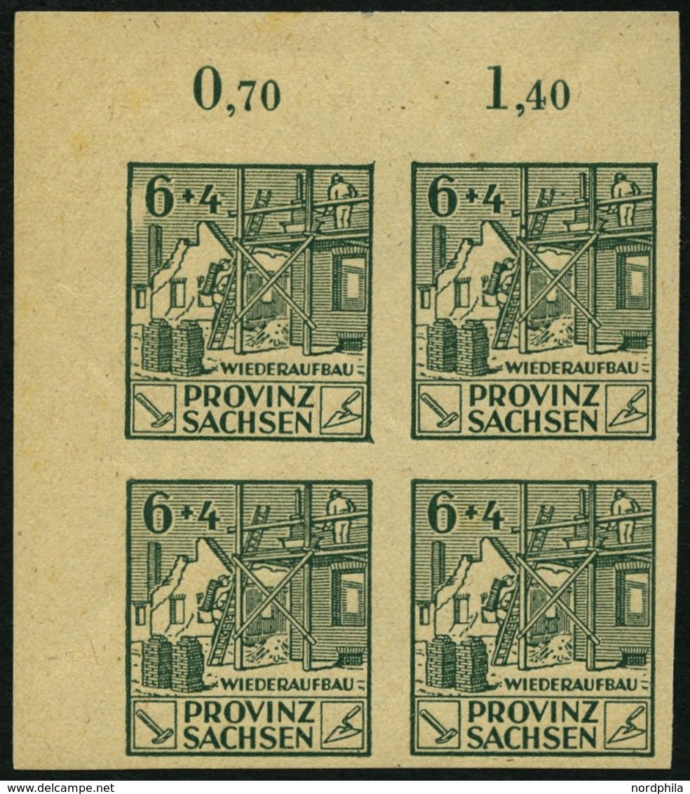 PROVINZ SACHSEN 87BX **, 1946, 6 Pf. Wiederaufbau, Ungezähnt, Mit Abart Schraffurlinien Links Neben 6 Großflächig Fehlen - Altri & Non Classificati