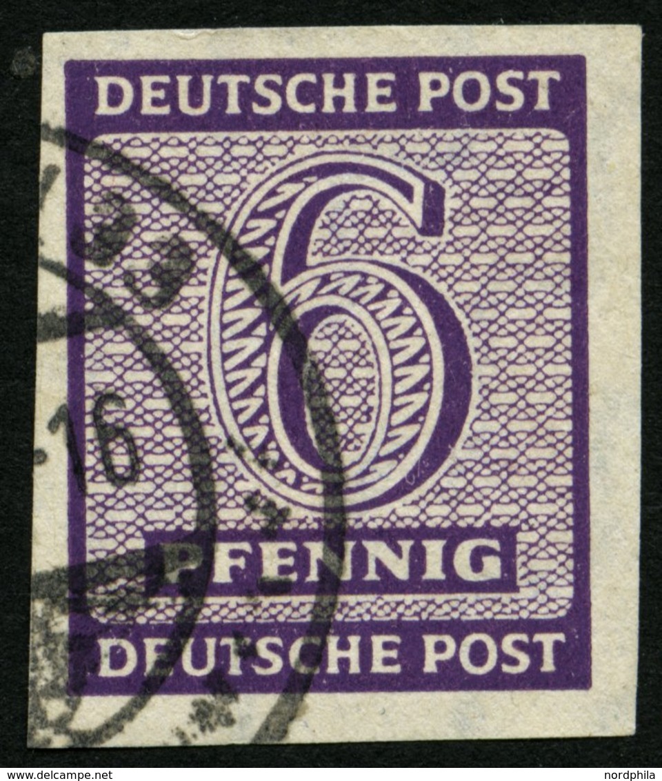 WEST-SACHSEN 117Xb O, 1945, 6 Pf. Dunkelrotviolett, Wz. 1X, Pracht, Gepr. Dr. Jasch, Mi. 50.- - Other & Unclassified