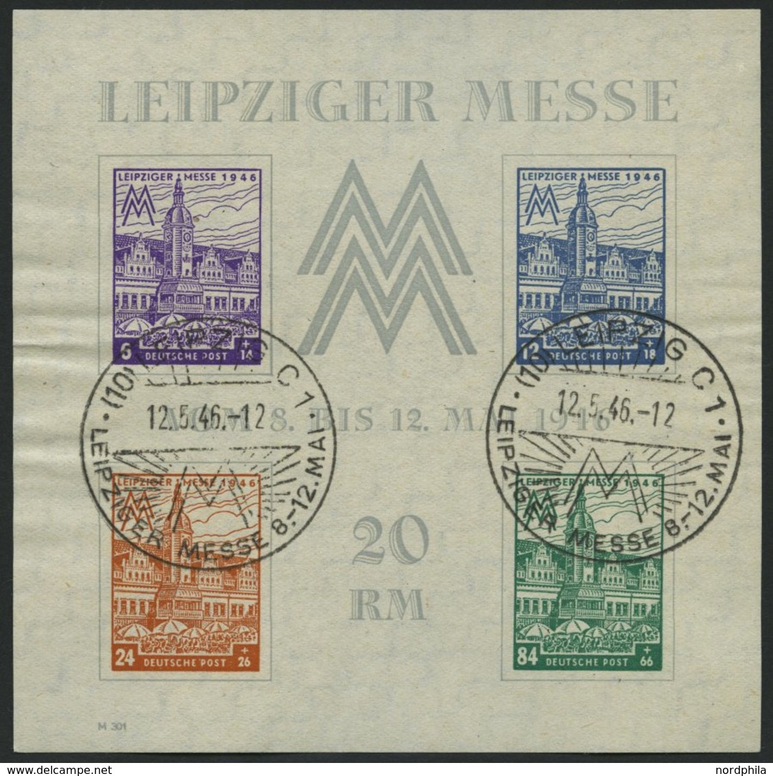 WEST-SACHSEN Bl. 5Xa O, 1956, Block Leipziger Messe, Wz. 1X, Type III, Sonderstempel, Leichte Papierwellungen, Pracht, M - Andere & Zonder Classificatie