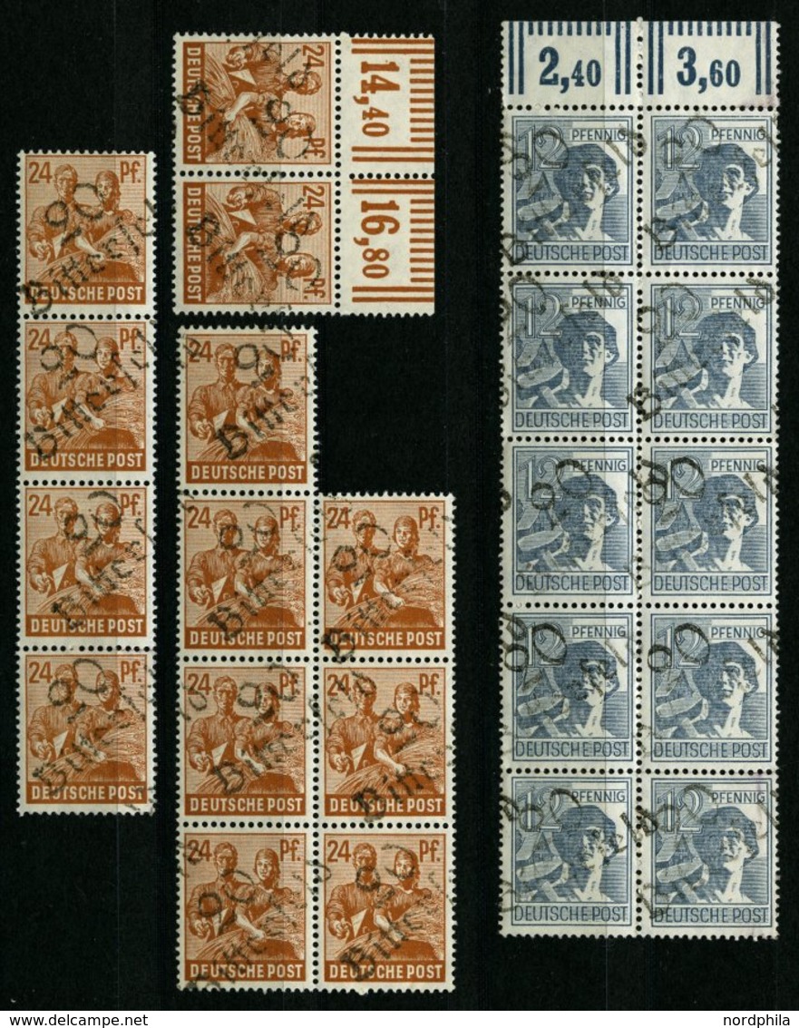 ALLGEMEINE-AUSGABEN 170,174IV **, 20 Bitterfeld Auf 12 Pf. Blaugrau (10x) Und 24 Pf. Hellorangebraun (13x), In Blockstüc - Otros & Sin Clasificación