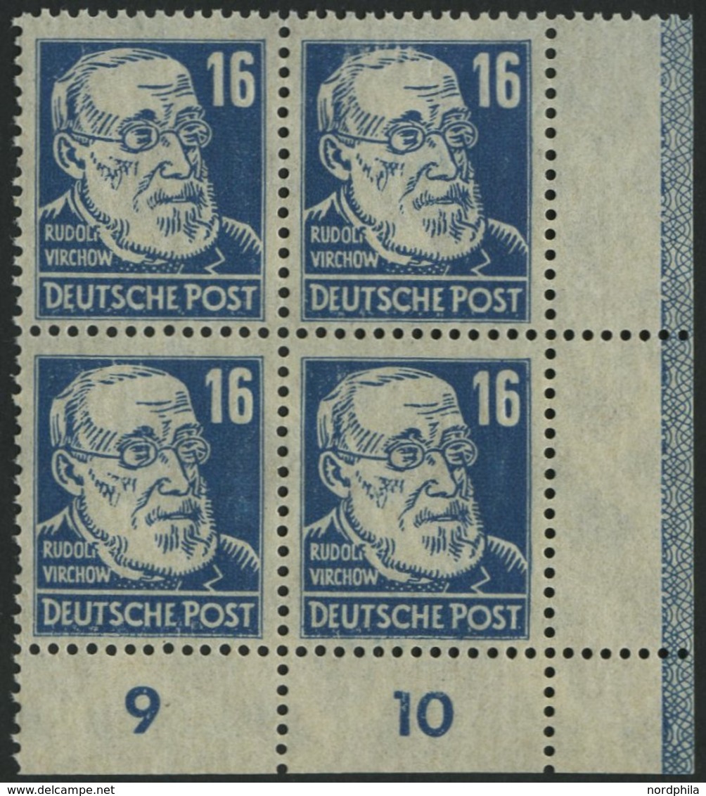 ALLGEMEINE-AUSGABEN 218ay VB **, 1948, 16 Pf. Preußischblau Virchow, Senkrechte Borkengummierung, Im Unteren Rechten Eck - Andere & Zonder Classificatie