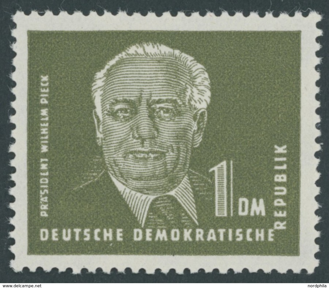 DDR 253bc **, 1952, 1 DM Grünoliv Pieck, Postfrisch, Pracht, Gepr. König, Mi. 70.- - Gebruikt