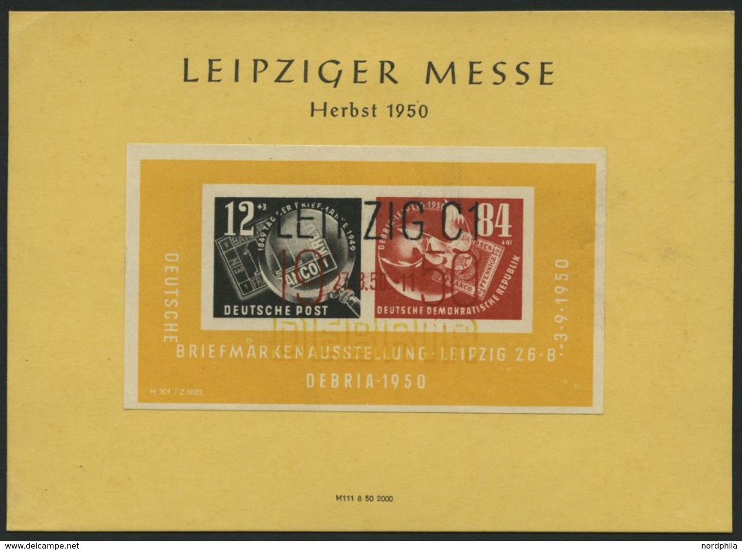 DDR Bl. 7 BrfStk, 1950, Block Debria, Dreifarbiger Sonderstempel, Pracht, Mi. 140.- - Gebruikt