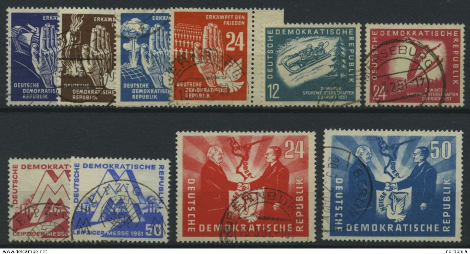 DDR 276-85 O, 1950/1, 10 Prachtwerte - Usados