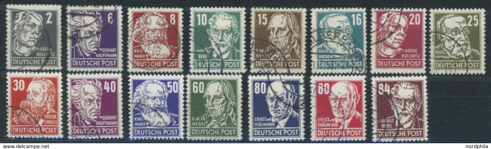 DDR 327-41 O, 1952/3, Persönlichkeiten, Wz. 2, Gefälligkeitsabstempelung, Prachtsatz, Mi. 450.- - Used Stamps