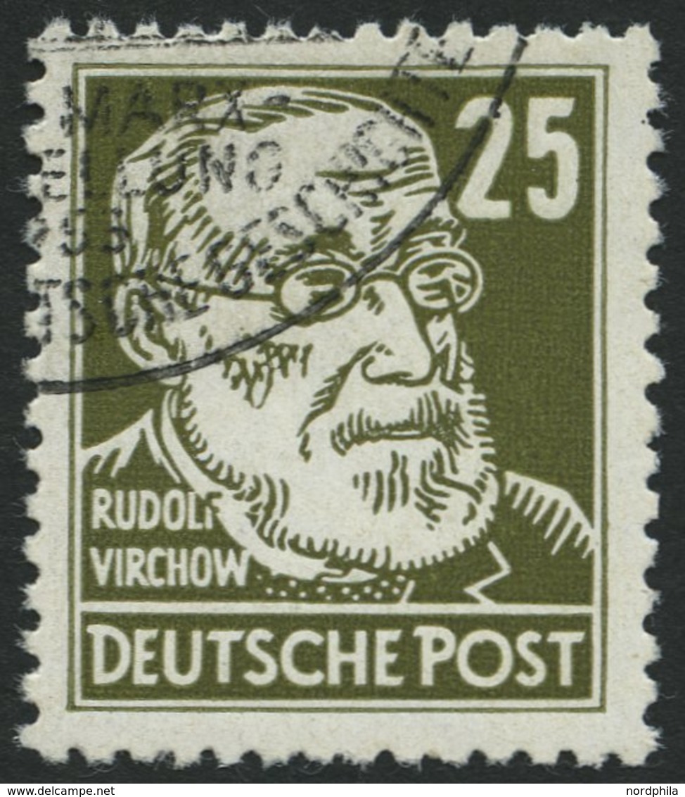DDR 334vaXI O, 1953, 25 Pf. Braunoilv Virchow, Wz. 2XI, Zeitgerecht Entwertet, Pracht, Kurzbefund Schönherr, Mi. 600.- - Used Stamps