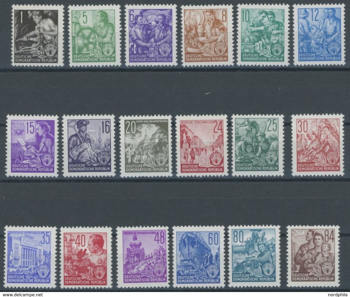 DDR 362-79 **, 1953, Fünfjahrplan, Odr., Postfrischer Prachtsatz, Mi. 150.- - Used Stamps