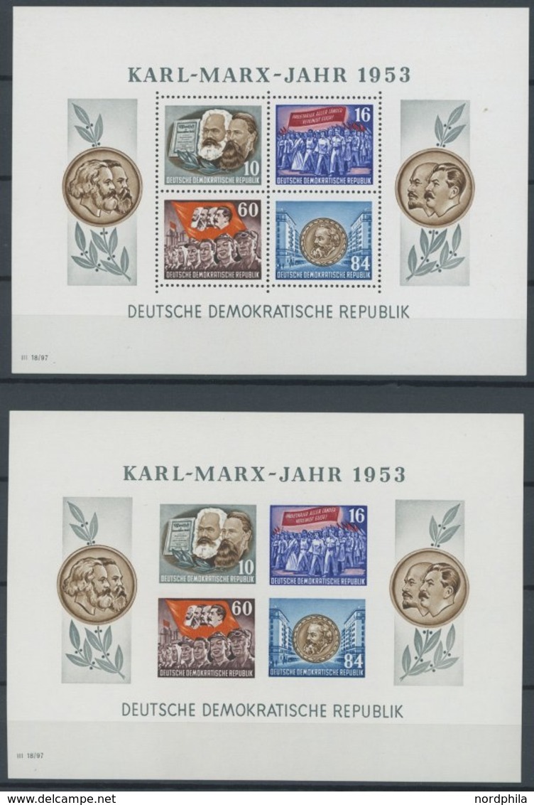 DDR Bl. 8/9A/BYI **, 1953, Marx-Blocks (4), Alle Mit Wz. 2YI, Postfrisch, Pracht, Mi. 400.- - Gebraucht