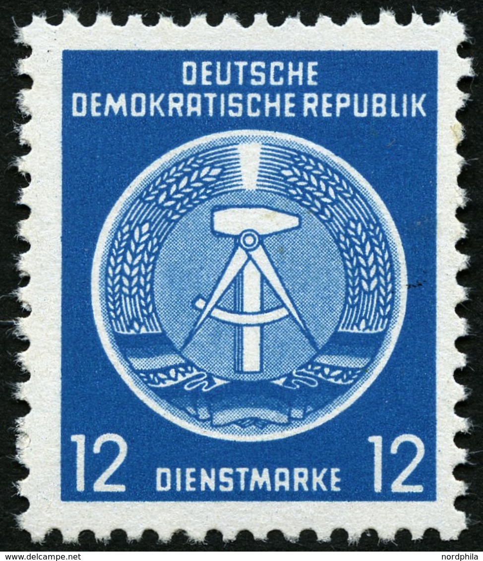 DIENSTMARKEN A D 5xNF (*), 1954, 12 Pf. Grünlichblau, Amtlicher Nachdruck Ohne Aufgedruckten Stempel, Ungummiert, Pracht - Otros & Sin Clasificación