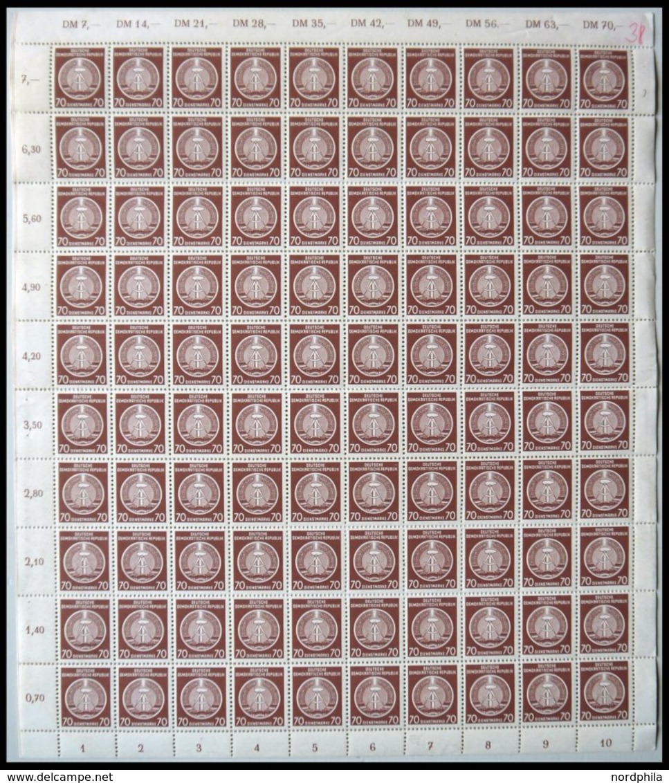 DIENSTMARKEN A D 10,11,14,16 **, 1954, 25, 30, 50 Und 70 Pf. Zirkel Links, Bogen Bzw. In 2 Bogenteilen (bei Nr. 10), Tei - Autres & Non Classés