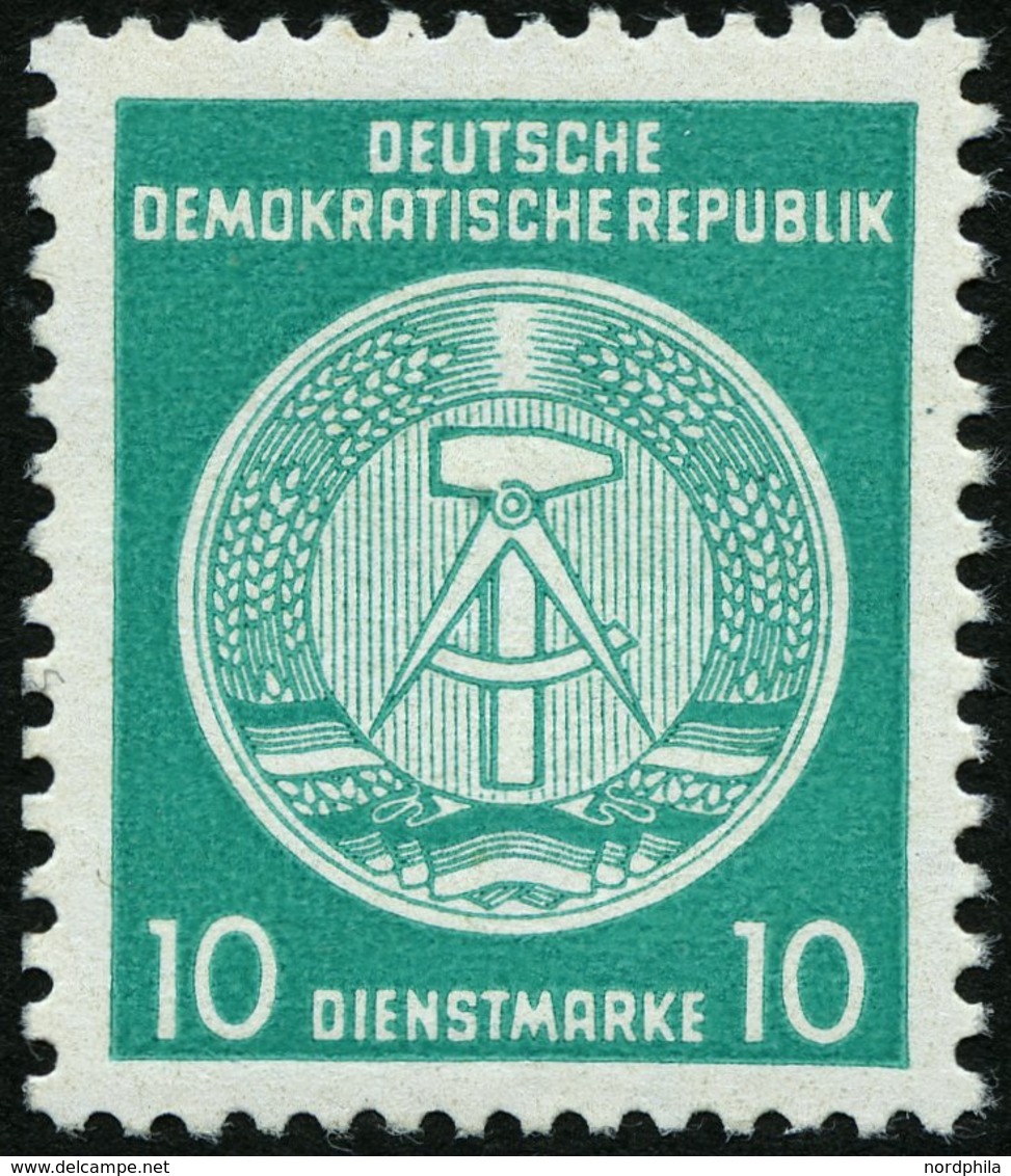 DIENSTMARKEN A D 19IIXII **, 1954, 10 Pf. Bläulichgrün, Type II, Wz. 2XII, Pracht, Gepr. Jahn, Mi. 280.- - Other & Unclassified
