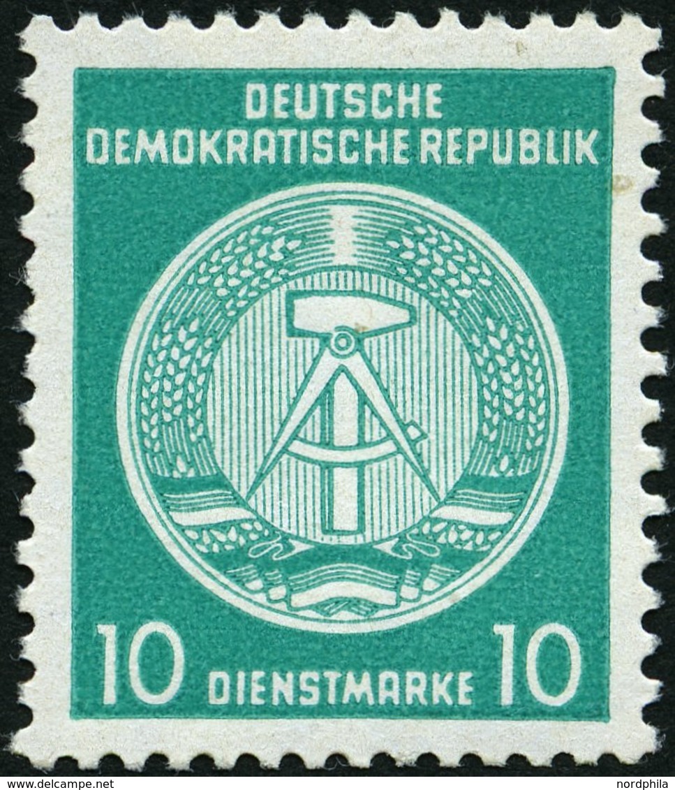 DIENSTMARKEN A D 19IIXII **, 1954, 10 Pf. Bläulichgrün, Type II, Wz. 2XII, Pracht, Fotobefund Schönherr, Mi. 250.- - Andere & Zonder Classificatie