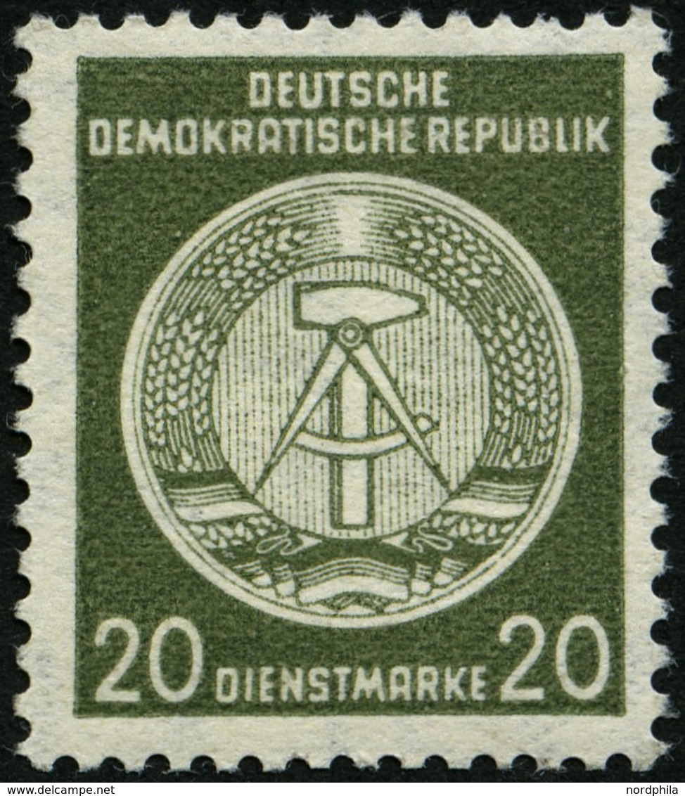 DIENSTMARKEN A D 22IXII *, 1954, 20 Pf. Schwarzgelboliv, Type I, Wz. 2XII, Falzrest, Pracht - Andere & Zonder Classificatie