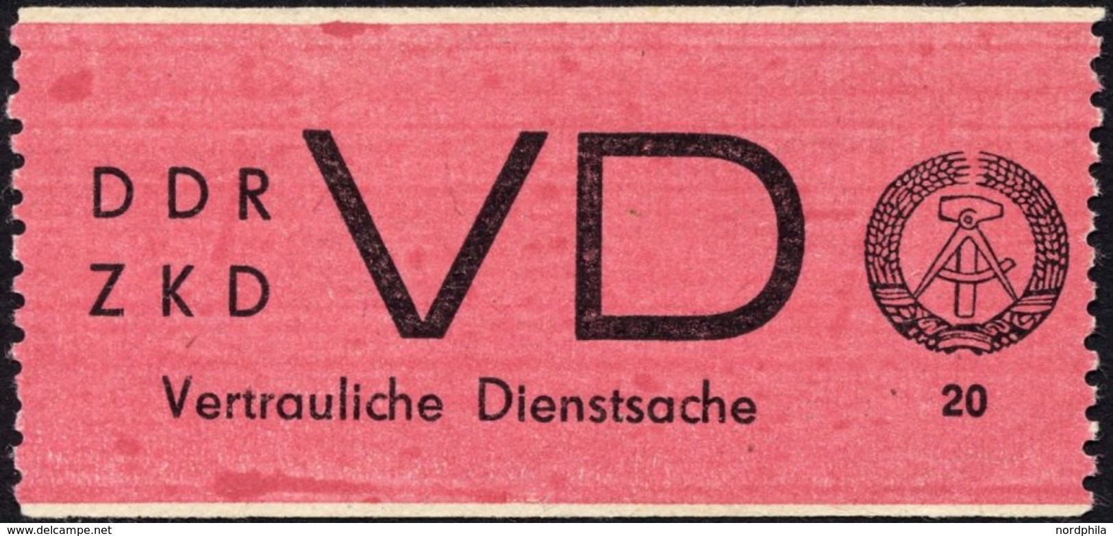 DIENSTMARKEN D VD 1A **, 1965, 20 Pf. Bräunlichrot/schwarz, Gezähnt 91/2, Leichter Eckknitter Sonst üblich Gezähnt Prach - Sonstige & Ohne Zuordnung