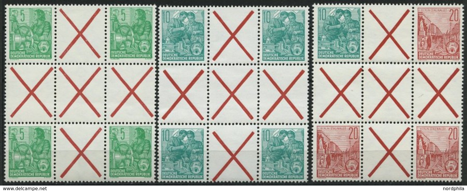 ZUSAMMENDRUCKE Hz 7-9 **, 1960, Herzstück Fünfjahresplan, 3 Herzstücke Komplett, Pracht, Mi. 120.- - Se-Tenant