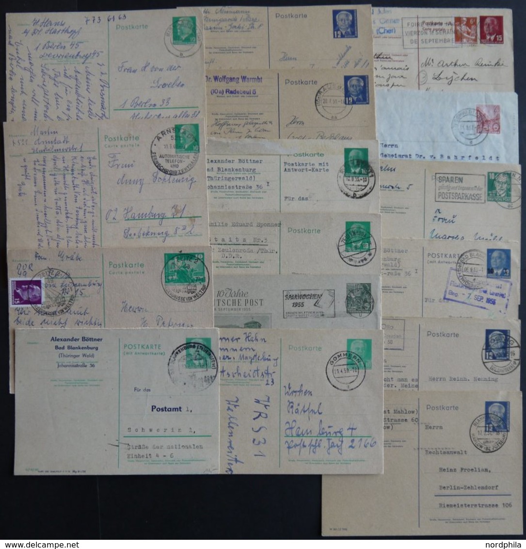 GANZSACHEN Aus P 41-79 BRIEF, 1951-73, 15 Verschiedene Gebrauchte Ganzsachenkarten Und Ein Faltbrief, Meist Prachterhalt - Sonstige & Ohne Zuordnung