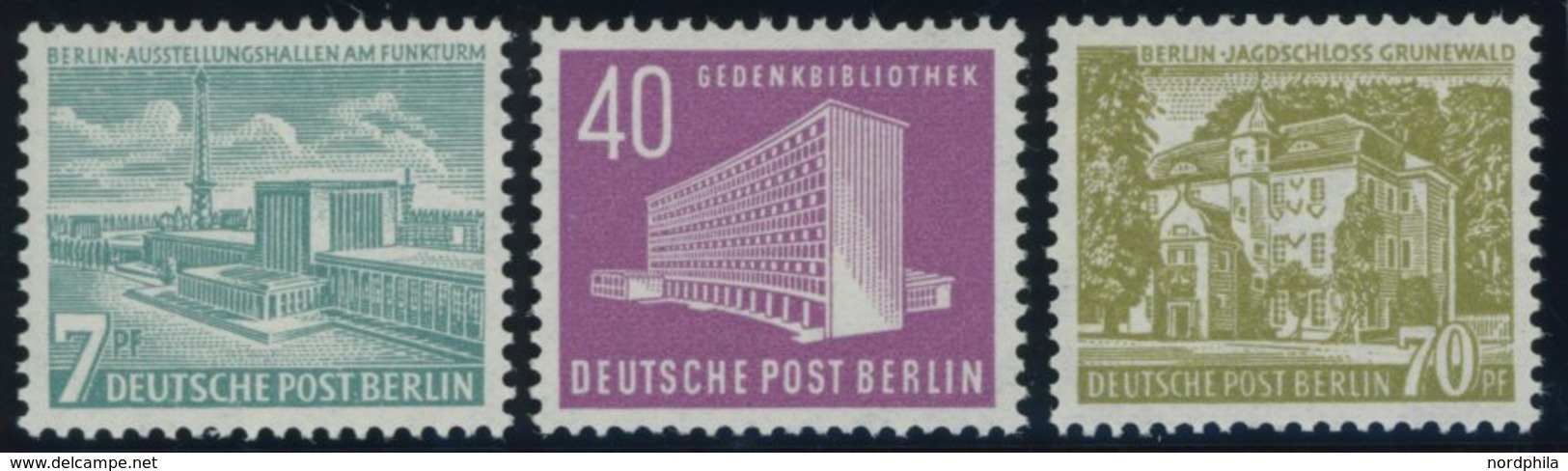 BERLIN 121-23 **, 1954, 7 - 70 Pf. Berliner Bauten, Postfrischer Prachtsatz, Mi. 130.- - Altri & Non Classificati