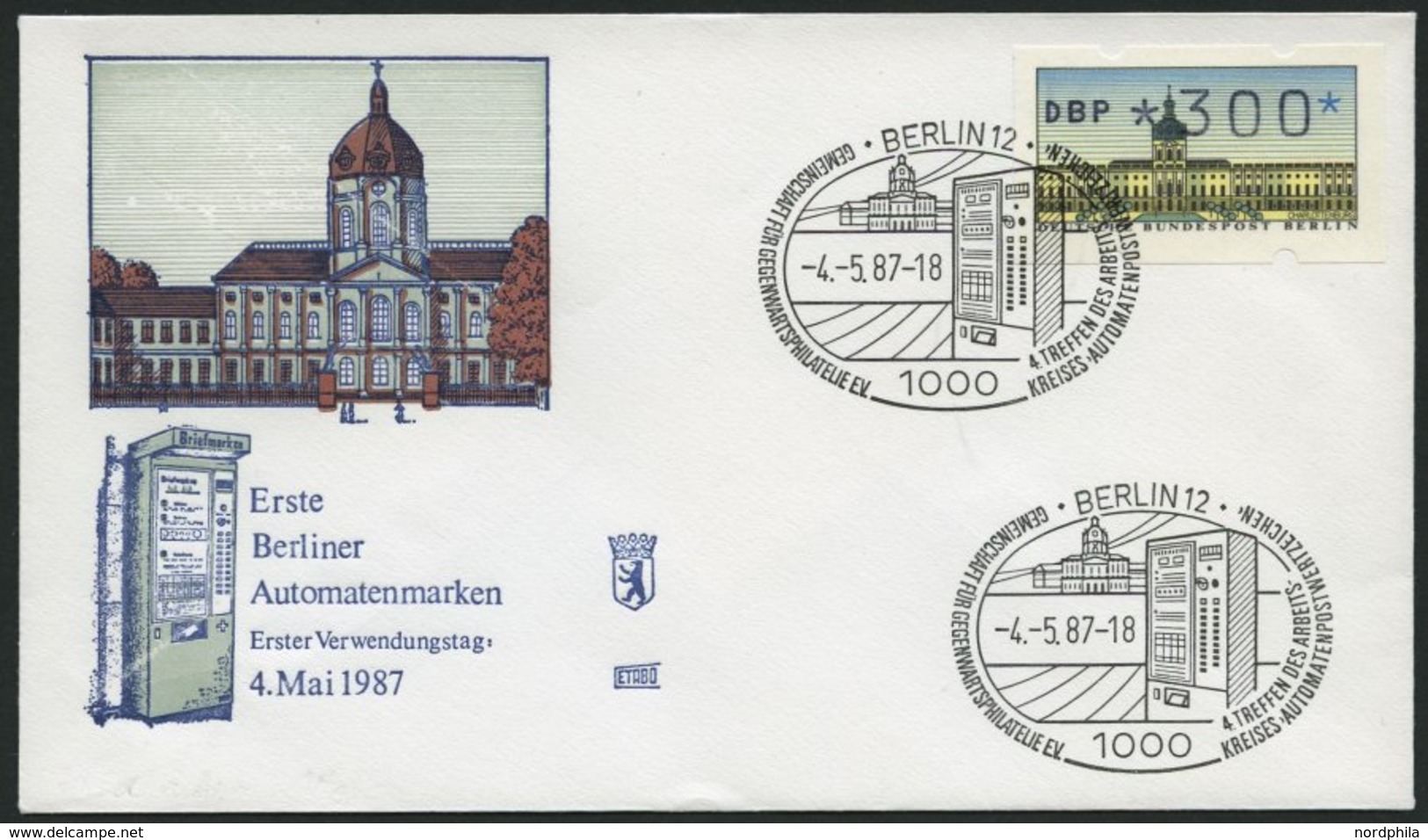 AUTOMATENMARKEN A TS 1 BRIEF, 1987, Komplette Tastenmarken 1 Charlottenburg Auf 14 FDC`s, Pracht, Mi. 75.- - Covers & Documents