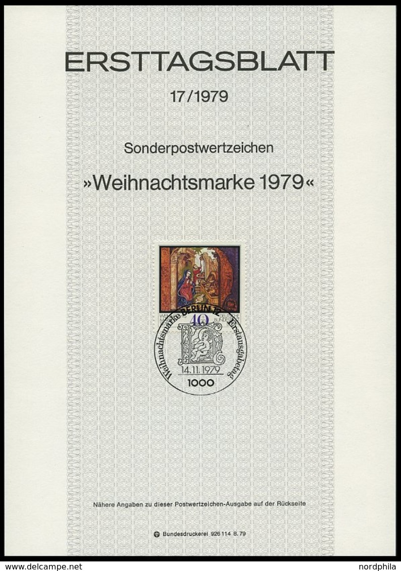 ERSTTAGSBLÄTTER 591-613 BrfStk, 1979, Kompletter Jahrgang, ETB 1 - 17/79, Pracht - Andere & Zonder Classificatie