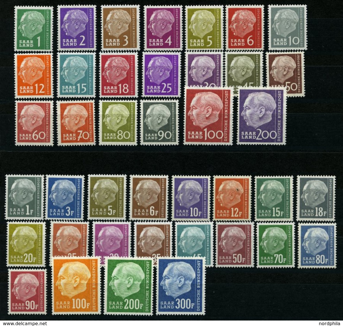 SAARLAND 380-99,409-428 **, 1957, Heuss I Und II, 2 Prachtsätze, Mi. 80.- - Otros & Sin Clasificación