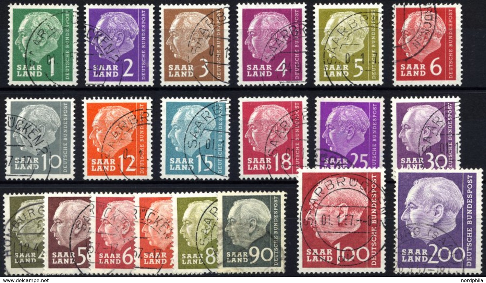 SAARLAND 380-99 O, 1957, Heuss I, Prachtsatz, Mi. 75.- - Altri & Non Classificati