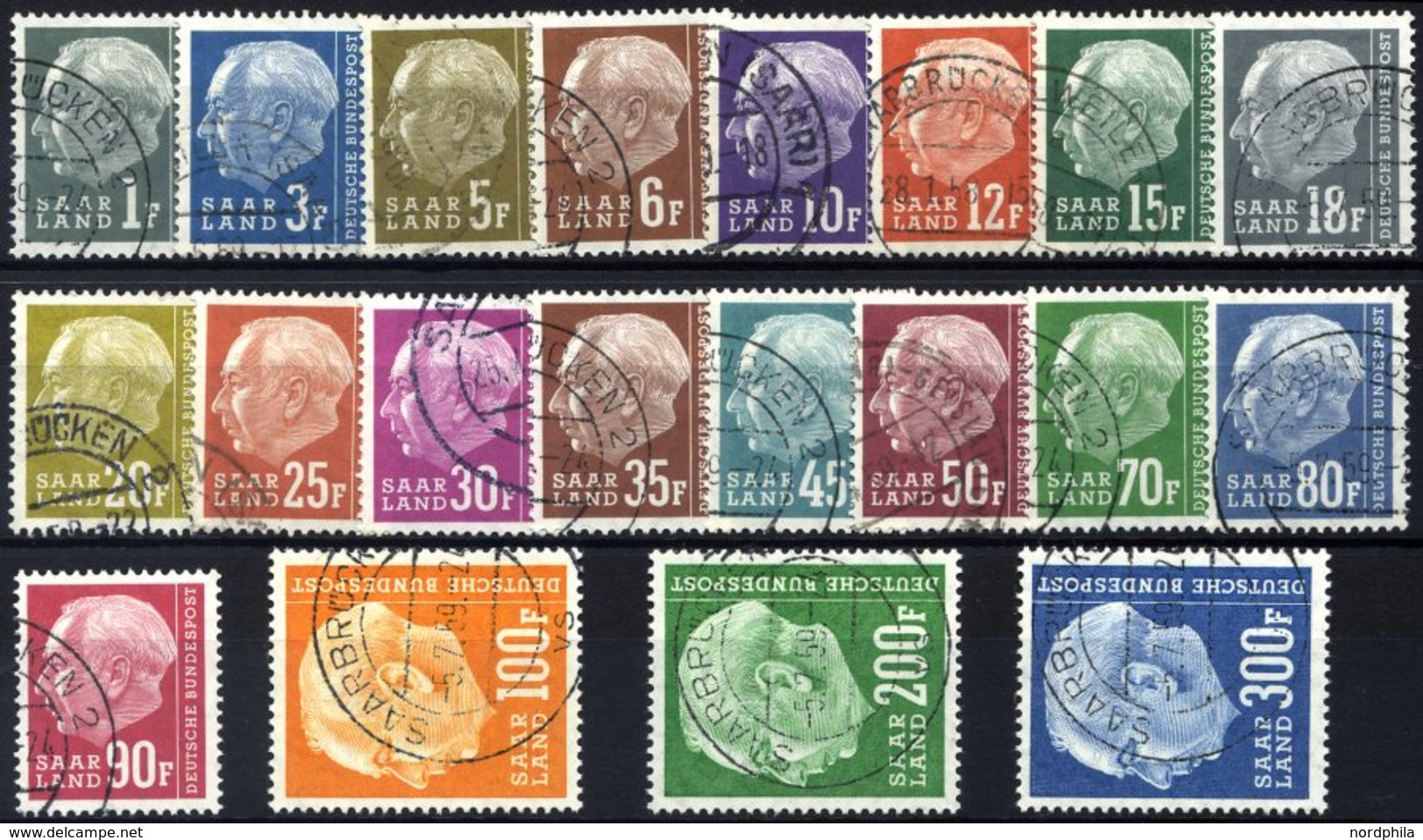 SAARLAND 409-28 O, 1957, Heuss II, Prachtsatz, Mi. 120.- - Sonstige & Ohne Zuordnung