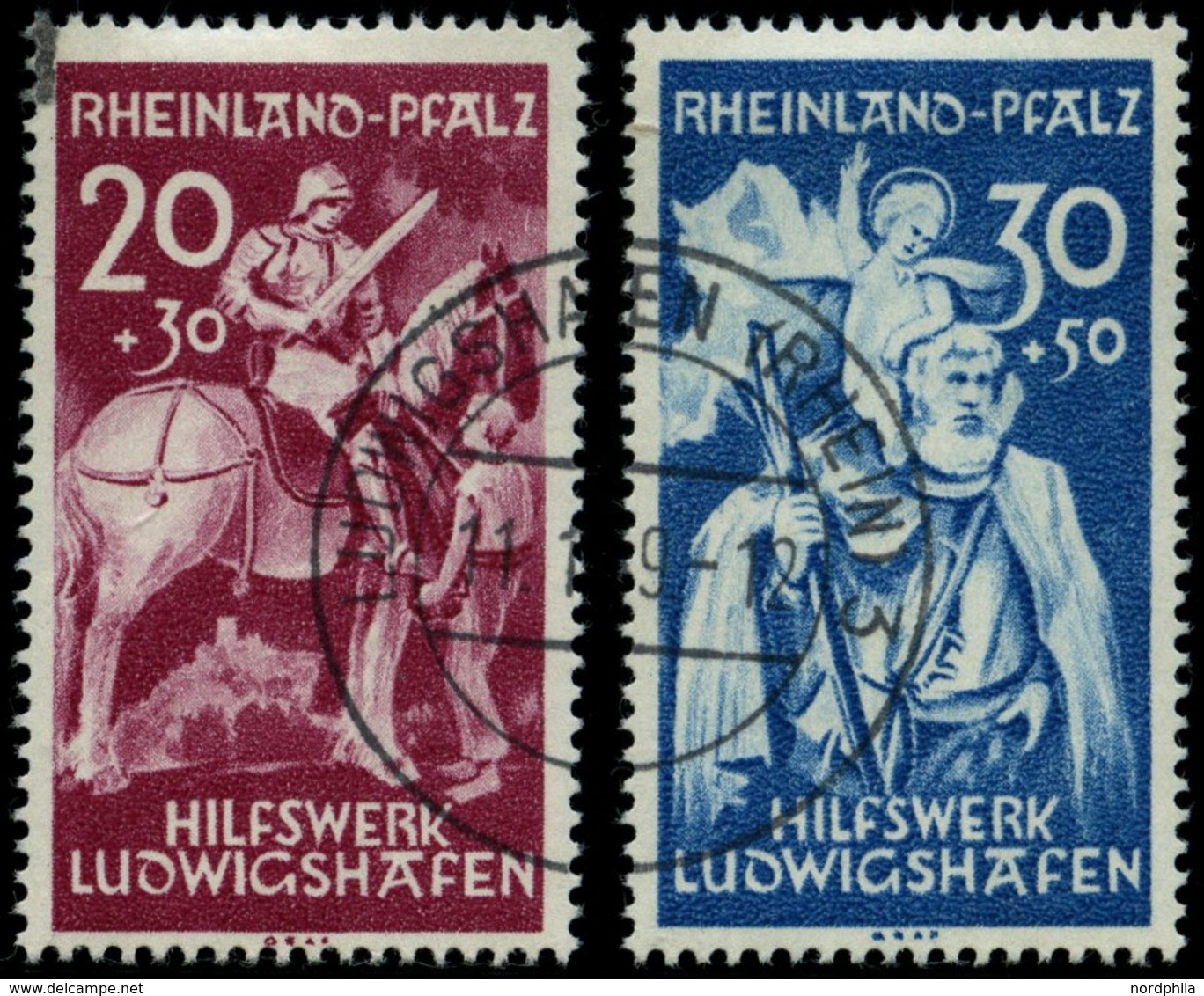 RHEINLAND PFALZ 30/1 O, 1948, Hilfswerk Ludwigshafen, Pracht, Gepr. Schlegel, Mi. 150.- - Autres & Non Classés