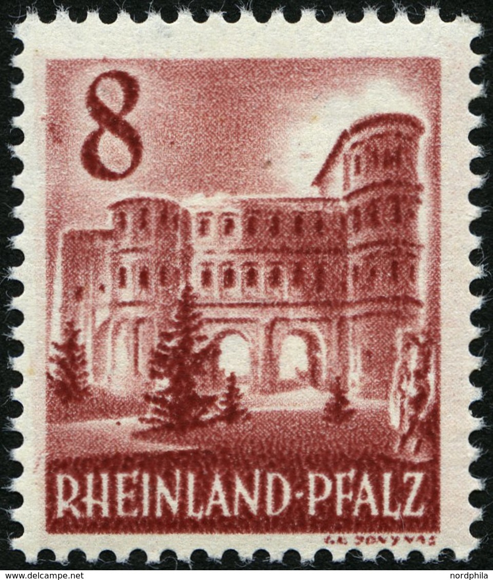 RHEINLAND PFALZ 36 **, 1949, 8 Pf. Karminbraun, Pracht, Mi. 90.- - Andere & Zonder Classificatie