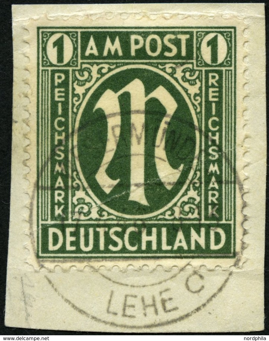 AMERIK. U. BRITISCHE ZONE 35I BrfStk, 1945, 1 RM Dunkelgraugrün Mit Abart PEICHSMARK, Stempel WESTERMÜNDE-LEHE Auf Brief - Altri & Non Classificati