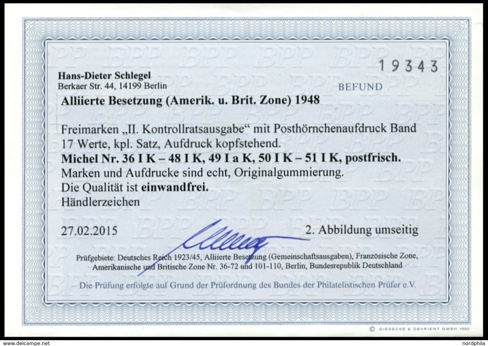 AMERIK. U. BRITISCHE ZONE 36-51IK **, 1948, Bandaufdruck, Mit Kopfstehenden Aufdrucken, Incl. 49IK, Prachtsatz (17 Werte - Andere & Zonder Classificatie